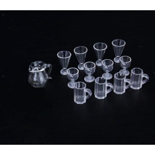 Miniature Clear Beer Cups for Doll House Kitchen Accessories, 1/12 Scale, Set of 4