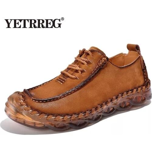 New Comfortable Men Casual Shoes Loafers Men Shoes Quality Split Leather Shoes Man Flats Hot Sale Moccasins Shoe Plus Size 38-46