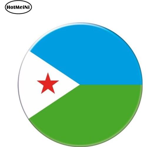 HotMeiNi 13cm x 13cm Auto Moto Bike Suitcase Laptop Flag Round Djibouti Decal Reflective Car Sticker Waterproof 3D Car Styling