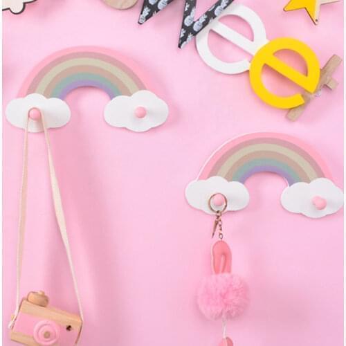 Nordic Style Childrens Room Wall Hanging Rack Shelf for Kids Girl Room Decorative Storage Holder Clothing Hanger Home Decor