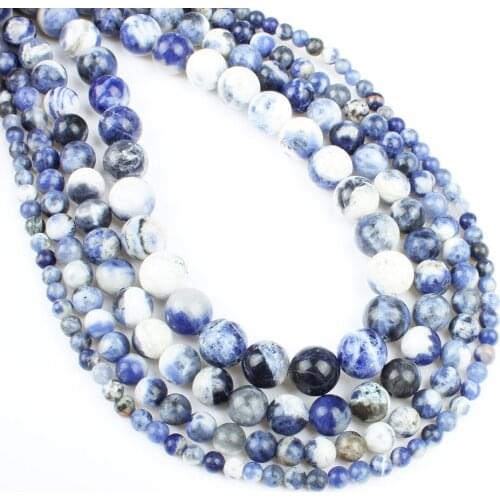 Natural semi-precious stone fashion blue stone round loose beads men and women jewelry making DIY necklace bracelet accessories