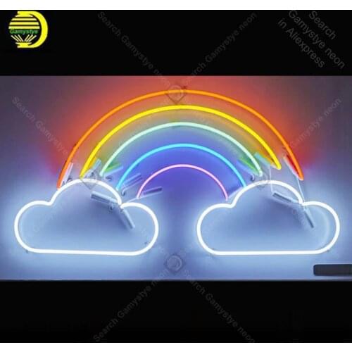 Neon Sign for rainbow and clouds neon sign home improvement Handicraft Store Real Glass Tubes white board Bar room Accesaries