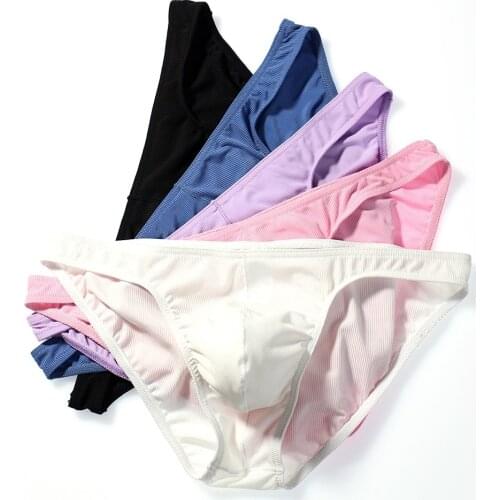 New Men Sexy Screw Thread Breathable Briefs Underwear Underpants Boxer Briefs Solid Color Underpants