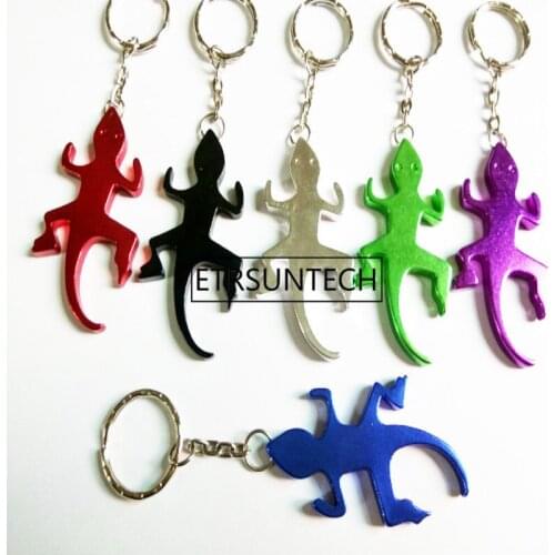 Wholesale 500pcs Gecko &Lizard Bottle Opener Keychain Aluminum Alloy Beer opener Promotion Keyring Gift Custom laser Logo