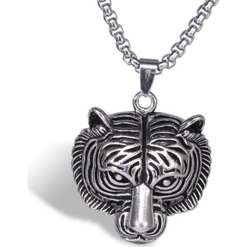 Mens Personality Titanium Steel Tiger Head Pendant Necklace Motorcycle Party Vintage Animal Necklace Punk Jewelry Accessories
