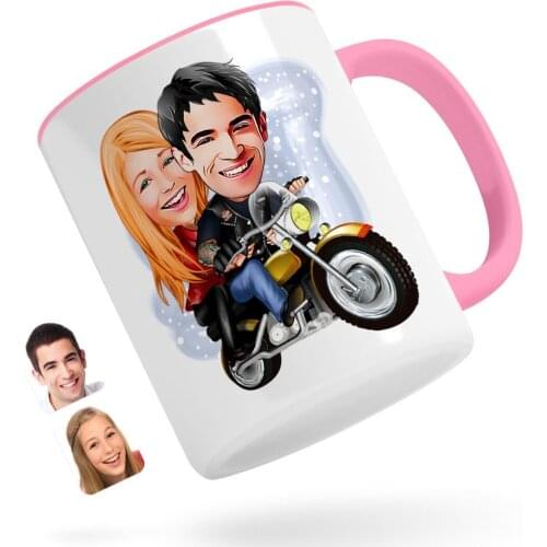 Personalized Valentine Caricature Of Pink Mug Bardak-17