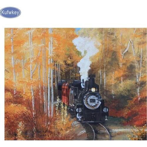 Full,Diamond Embroidery,Diamond Painting Train in the forest,Cross Stitch,Diamond Mosaic,Needlework,Crafts,Christmas wall decor