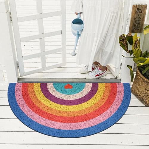 Semicircle Door Mats Outdoor Indoor Antiwear PVC Waterproof Ant-Slip Bedroom Rugs and Carpets Rainbow Printed Entrance Doormat
