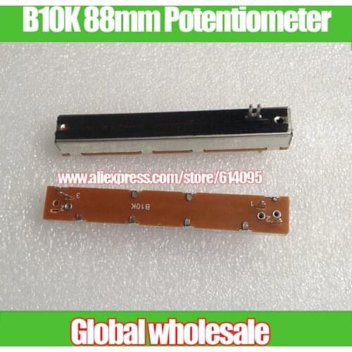 8pcs Length 88mm Mixer Slide Potentiometer Straight Slider B10K B103 10KB / 3 foot Mono Stroke 60mm FADER