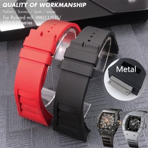 26mm Top Quality Fluorine Rubber Watchband 19mm Metal End Fit for Richard RM011 Mille RM035 030 055 Soft Waterproof Watch Strap