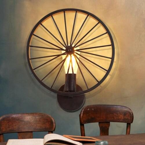 Rusty Wheel Bar lighting Iron Wall Lamps Loft Industrial Creative Wind Retro Gear Mechanical wall Lamp home lights & lighting