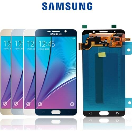 100% SUPER AMOLED Screen Replacement with frame For Samsung NOTE5 LCD N920 N920F N920A N920T N920C N920V Touch Assembly