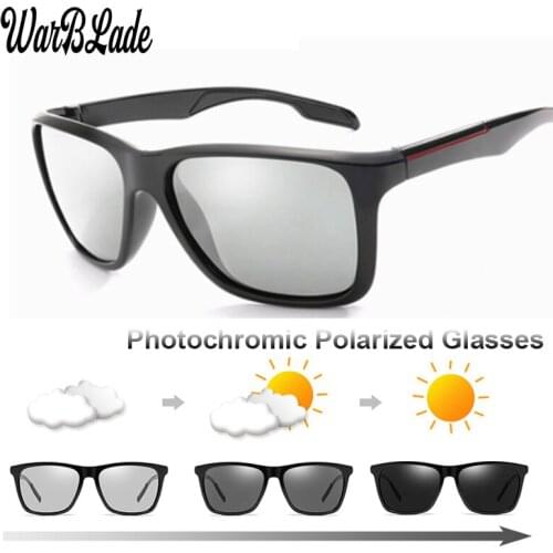 WarBLade Fashion Brand Photochromic Sunglasses Men Polarized Chameleon Discoloration Sun Glasses Men Square Driving Sunglasses