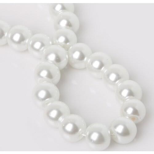 Hot 4mm 6mm 8mm 10mm White Color Round Ball Loose Glass Pearl Spacer Beads For Fashion Necklace Bracelet Jewelry DIY