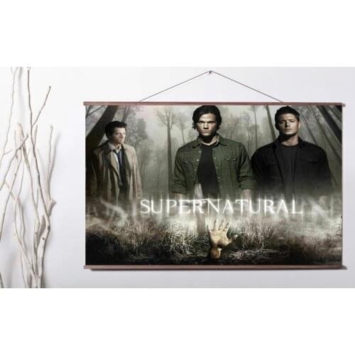 Supernatural - US TV Show Season Art Canvas poster decoration painting with solid wood hanging scroll