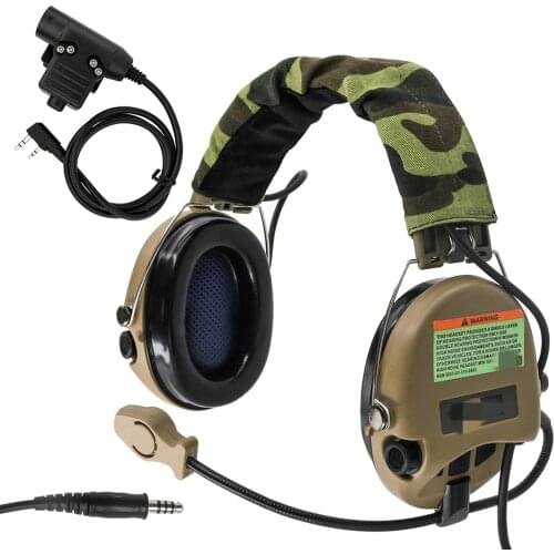 MSASORDIN Tactical Headset Airsoft Military Sordn Pickup Noise Reduction Hunt Shooting Headphone Hear Protection Earmuff+U94 Ptt