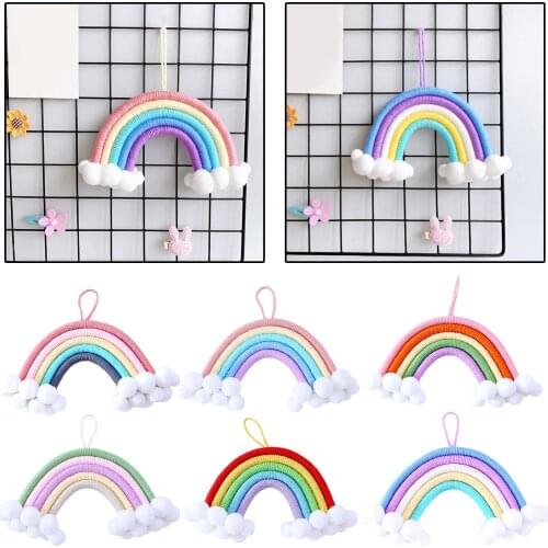 Woven Boho Rainbow Tapestry Cotton Yarn Hanging Kids Room Home Decor Craft