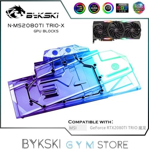 Bykski Full Coverage GPU Water Block For MSI RTX 2080Ti GAMING X TRIO Graphics Card VGA Block ,5V/ARGB 12V/RGB,N-MS2080TI TRIO