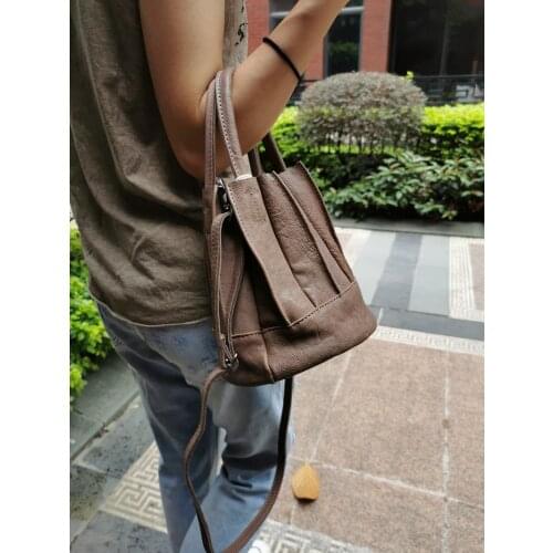 Vendange womens bag retro casual lady totes handmade leather shoulder bag 2606