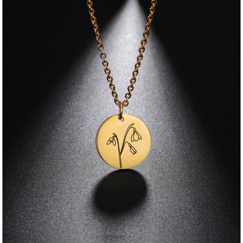 Likgreat Snowdrop Flower Pendant Necklaces for Women Lovers Stainless Steel Charm Choker Accessories Jewelry Gift