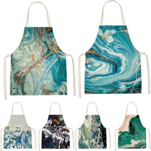 1 Pcs Marble Pattern Liquid Printing Sleeveless Apron ChildrenS Home MenS And WomenS Anti-Fouling Apron Kitchen Bib Pinafore