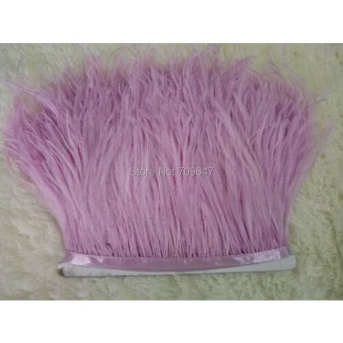 10 yards/lot 1 ply LAVENDER ostrich feather trimming fringe on Satin Header 5-6inch in width,перо страуса