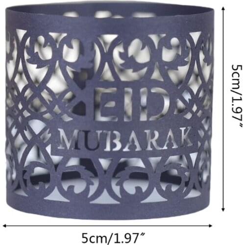 100Pcs Eid Mubarak Napkin Rings Holders Hollow Circle Paper Buckle Ramadan Decor H3CC