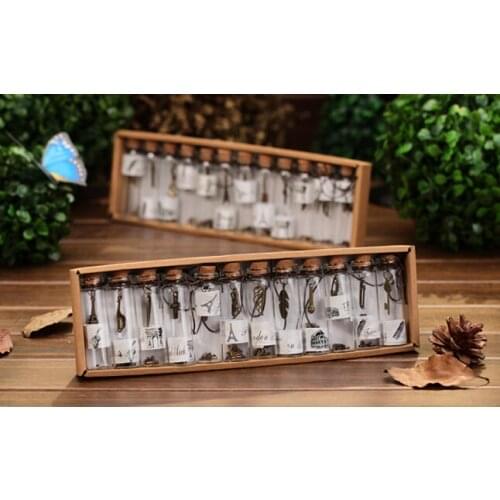 12pcs/Lot Cute Mini Clear Cork Stopper Glass Bottles Vials Jars With Pendant Necklaces Charms For Wedding Decoration & Gift