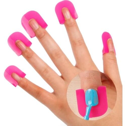 26pcs/set Professional French Rose Color Nail Art Manicure Stickers Tips Finger Cover Polish Shield Protector Plastic Case Salon