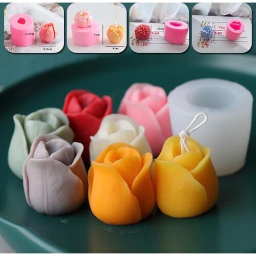 3D Candle Soap Silicone Mold Tulip Handmade Flower Chocolate Cake Making Mouls Resin Mold Soap Form Dessert Fondant Baking Mold