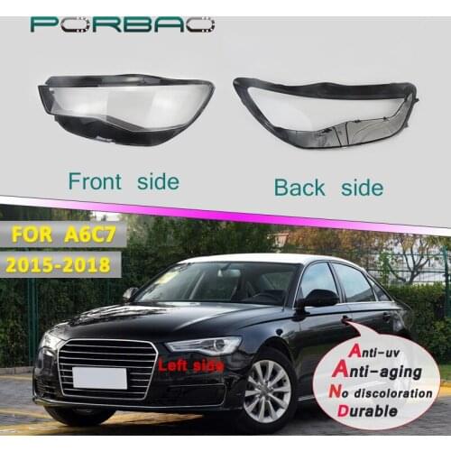 4Doors For A6C7 Front Lampshade 15-18 Front Headlight Transparent Glass Lens Cover Headlamp Clear Auto-Shell Replacement DIY