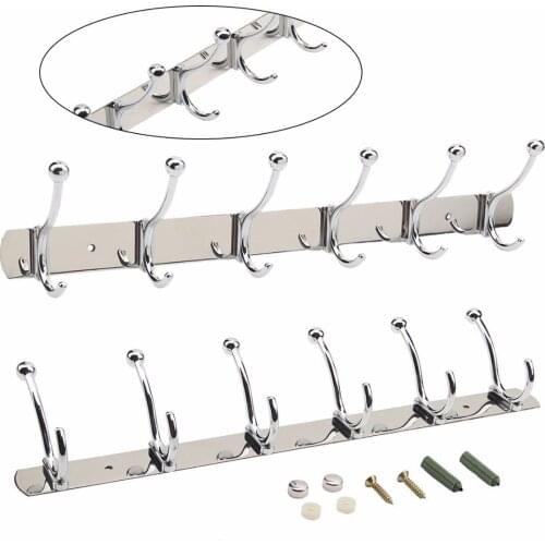 6 Hooks Stainless Steel Bathroom Hanging Organizer Kitchen Organizer Hanger Hooks Over Door Clothes Towel Hanging Rack Holder