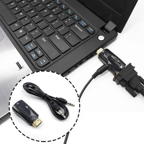 HDMI-Compatible to VGA Adapter 1080P HDMI-Compatible Male To VGA Female Converter Adapter With Audio Cable For PC HDTV