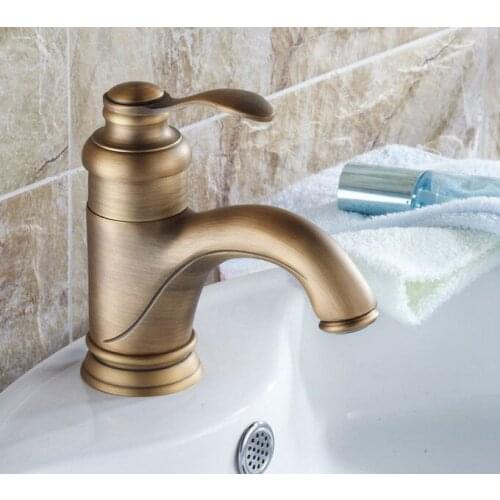 Antique Brass Single Lever Handle Bathroom Vessel Sink Basin Faucet Mixer Taps anf051