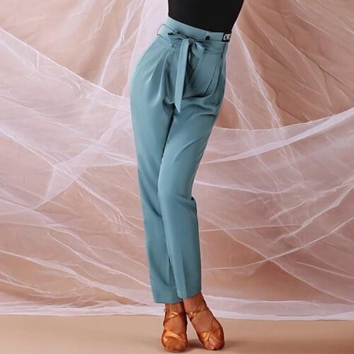 Men/Women Latin Dance Pants High Waist Adult Latin Practice Clothes Samba Costume Cha Cha Tango Ballroom Dancing Trousers BL5347
