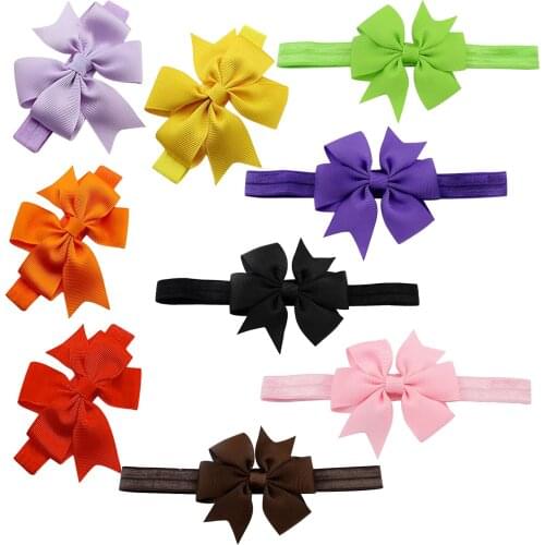 1 Piece Baby Girls Hair Bow Tie Ribbon Decor Hairband Headband (Black)
