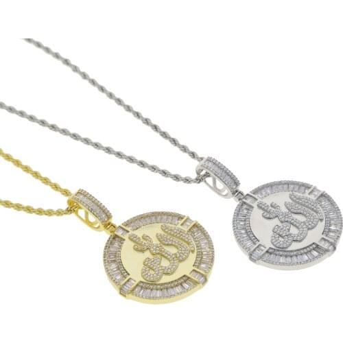 Religious Round Allah Pendant Necklace Gold Silver Color Paved 5A Zircon Stone Necklace Iced Out Bling Islamic Jewelry Drop ship