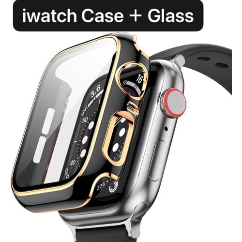 Watch case for Apple watch 44mm 42mm 40mm 38mm Protective shell + glass for iwatch series 6 5 4 3 2 SE Anti-drop protection case