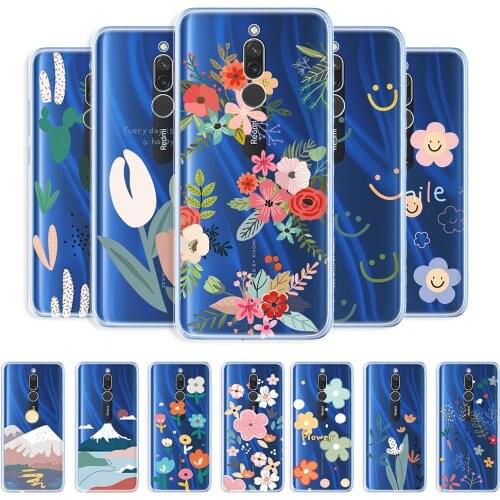 For Xiaomi Redmi 8 Case Clear Phone Case For Redmi 8A Flower Style Protective Shell For Redmi 8 8a Transparent Shockproof Cover
