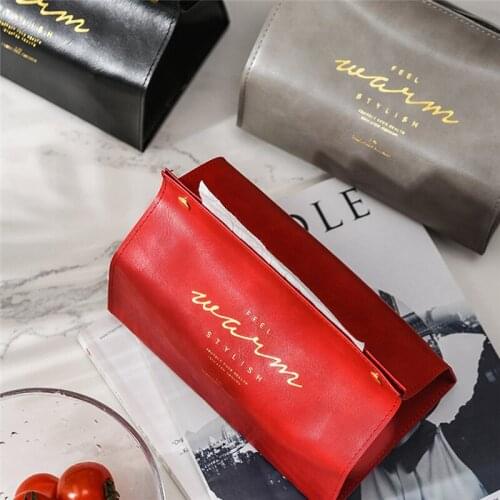 New Napkin Tissue Holder Ins Nordic Leather Tissue Box Paper Dispenser Tissue Holder Case For Office Home Decoration