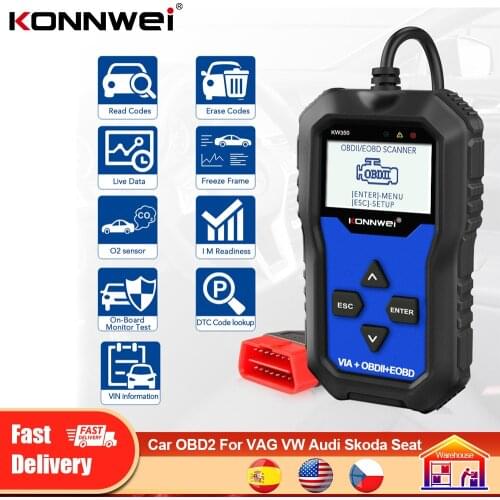 KONNWEI KW350 for VW Audi Skoda Seat OBD2 Scanner Full System Car Diagnostic Tool ABS Airbag Oil Light EPB Automotive Scanner