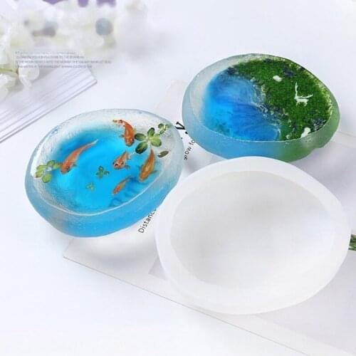 DIY Natural Stone Shape Resin Art Molds Vivid Goldfish Home Decor Ornament Molds F3MD