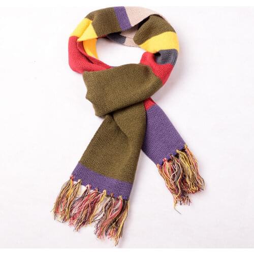 Doctor Who 4th Doctor Knitted 6 Foot Long Thick Warm Soft Knitted Striped Scarf 6' Tom Baker Costume with Tassels