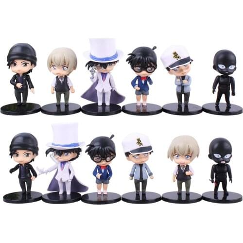 6 Pcs/lot Anime Detective Conan Action Figure Model Toys Cosplay Q Version Conan Kaito Kuroba PVC Doll Toy Gift