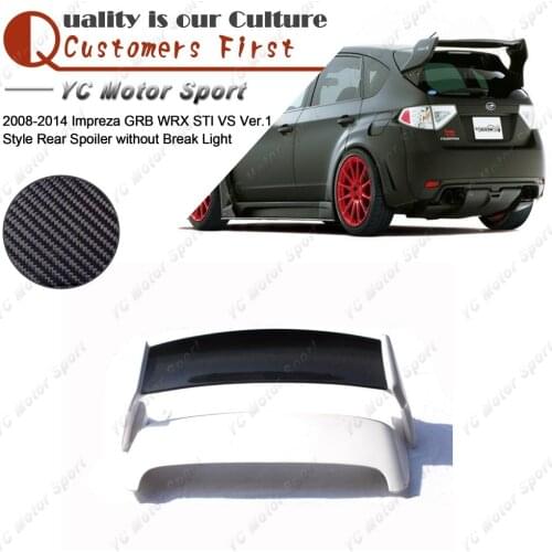 FRP Fiber Glass Rear Spoiler with CF Blade Fit For 2008-2014 Impreza GRB WRX STI VS Style Rear Spoiler without Break Light