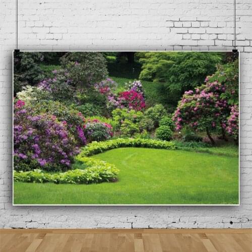 Garden Park Lawn Shrub Path Portrait Photography Backdrop Decor Outdoor Natural Scenery Photo Background Studio Photocall Props