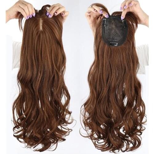 Hywamply 60CM Long Magic Clip on Hair Topper Add Volume Synthetic Hairpiece Closure for Covering White Hair Slightly Hair Loss