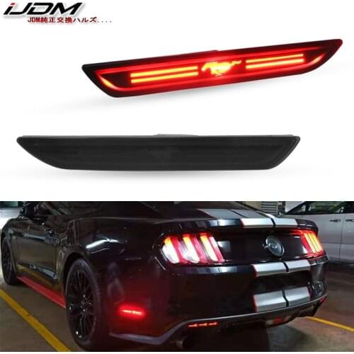 IJDM Smoked Lens LED Rear Side Marker Lamps w/ Red Horse logo LED Lights For 15-up Ford Mustang Replace OEM Back Sidemarker Lamp