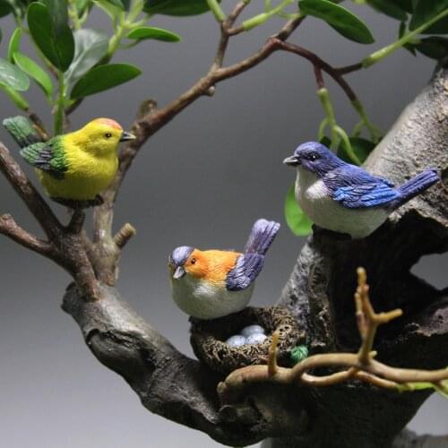 Creative Simulation Parrot Parakeet Miniature Landscape Ornament Animal Model Lawn Figurine Artificial Bird Photography Props