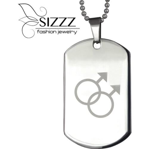 2015 Rushed Hot Sale Punk Layer Necklace Fashion Mens Gay Pride Necklaces & Pendants 316l Stainless Steel Dog Tag Jewelry For